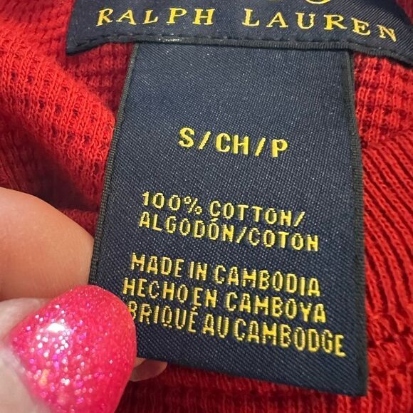 Ralph Lauren size S red waffle knit long sleeve t - Picture 6 of 6